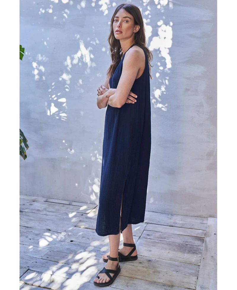 Ocean+Main Women's Sleeveless Gauze Midi Dress with Pockets