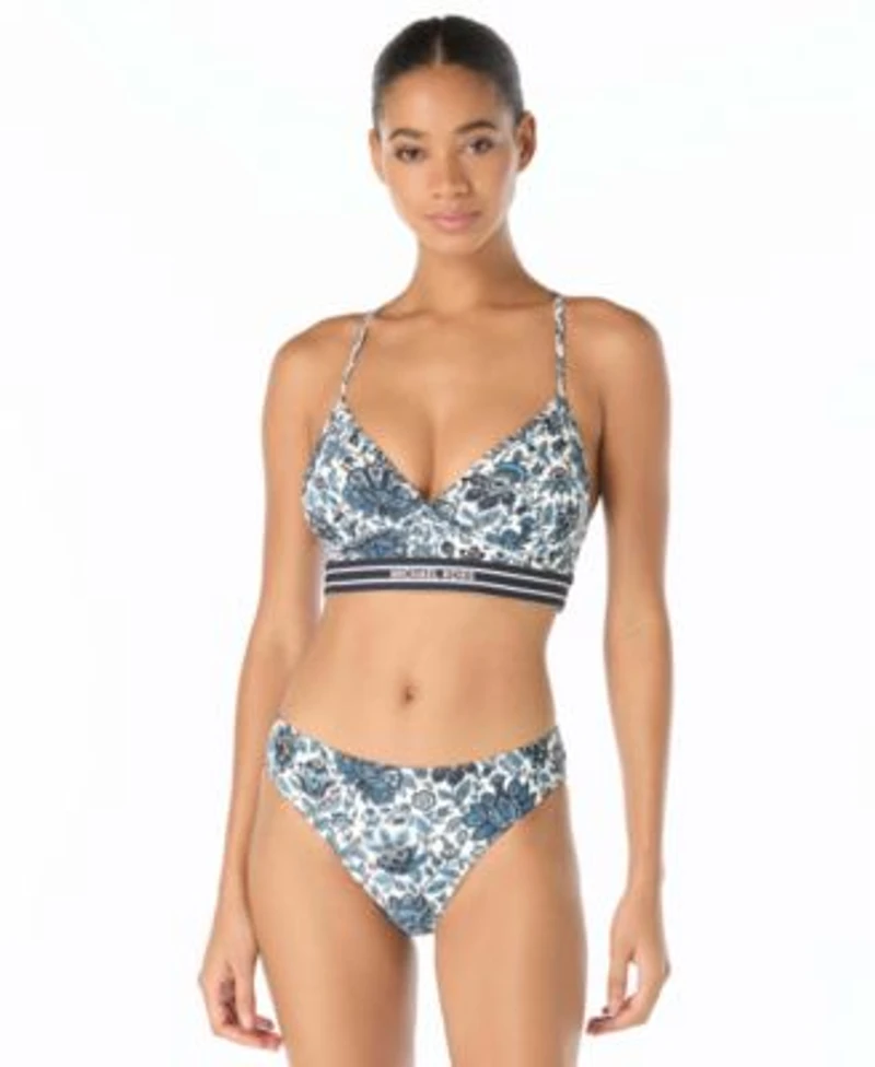 Michael Michael Kors Womens Cross Back Bikini Top High Leg Bottoms