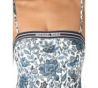 Michael Kors Women's Bandeau Neck Printed One-Piece Swimsuit