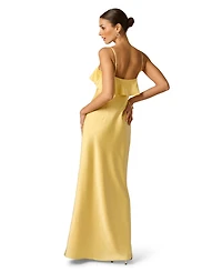Stretch Satin Long Dress