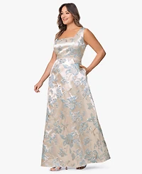 Xscape Plus Sleeveless Square Neck Long Dress