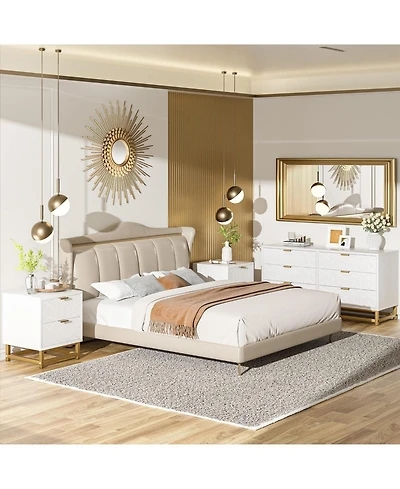 gaomon 4 Drawer Dresser Gold Handles for Bedroom and Hallway