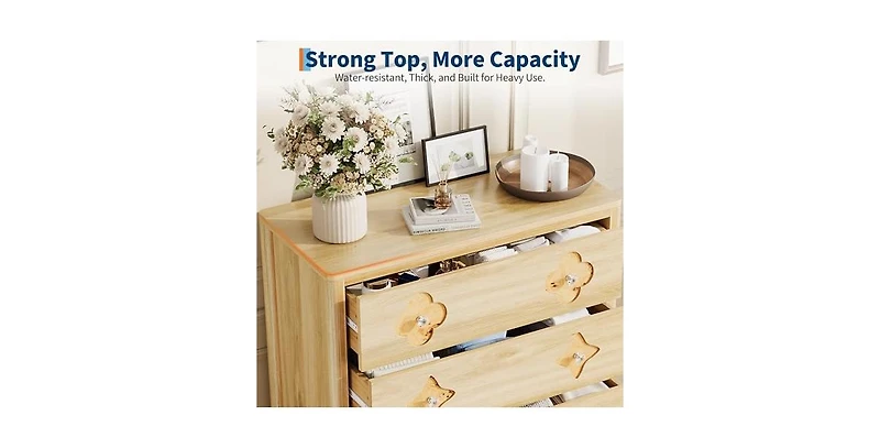 gaomon 5 Drawer Tall Dresser for Bedroom, 45'' Boho Chest of Drawers