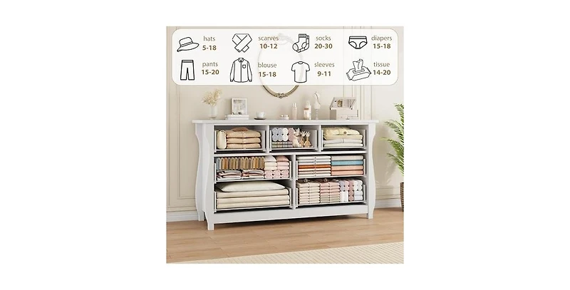 gaomon Dresser for Bedroom, Modern Wood 7 Drawer Dresser with Ring Pull Handles