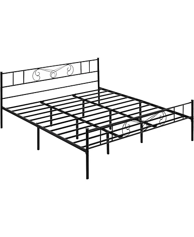 gaomon King Metal Platform Bed Frame With Headboard and Footboard Storage No Box Spring Mattress Support Simple Assembly