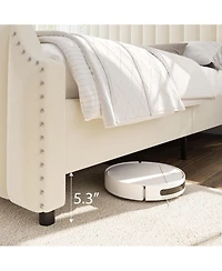 gaomon King Platform Bed Frame With Upholstered Vertical Tufted Headboard Footboard Wooden Slats No Box Spring Easy Setup