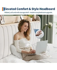 gaomon King Upholstered Bed Frame With Storage Headboard Charging Drawers Platform No Box Spring Easy Build