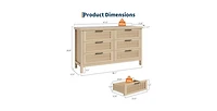 gaomon Fluted Dresser for Bedroom, 28.8'' Tall Chest of Drawers with 6 Storage Drawers, Modern Wood Clothing Organizer Cabinet