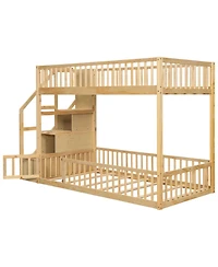 Streamdale Furniture Twin over Floor Bunk Bed, Ladder with Storage