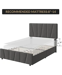 gaomon Bed Frame with 4 Storage Drawers and Headboard, Upholstered Platform Bed Frame with Wooden Slats Support, No Box Spring Needed, Noise Free