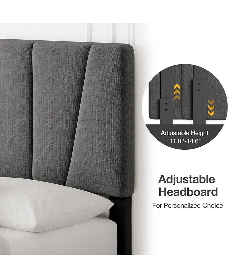 gaomon Bed Frame with 4 Storage Drawers and Headboard, Upholstered Platform Bed Frame with Wooden Slats Support, No Box Spring Needed, Noise Free