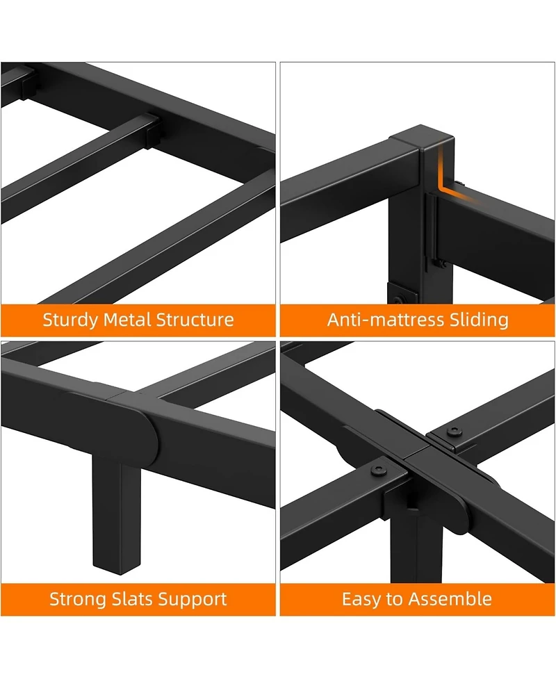 gaomon Full Metal Platform Bed Frame Steel Slats 6 Inch Tall Mattress Foundation Easy Assembly No Box Spring