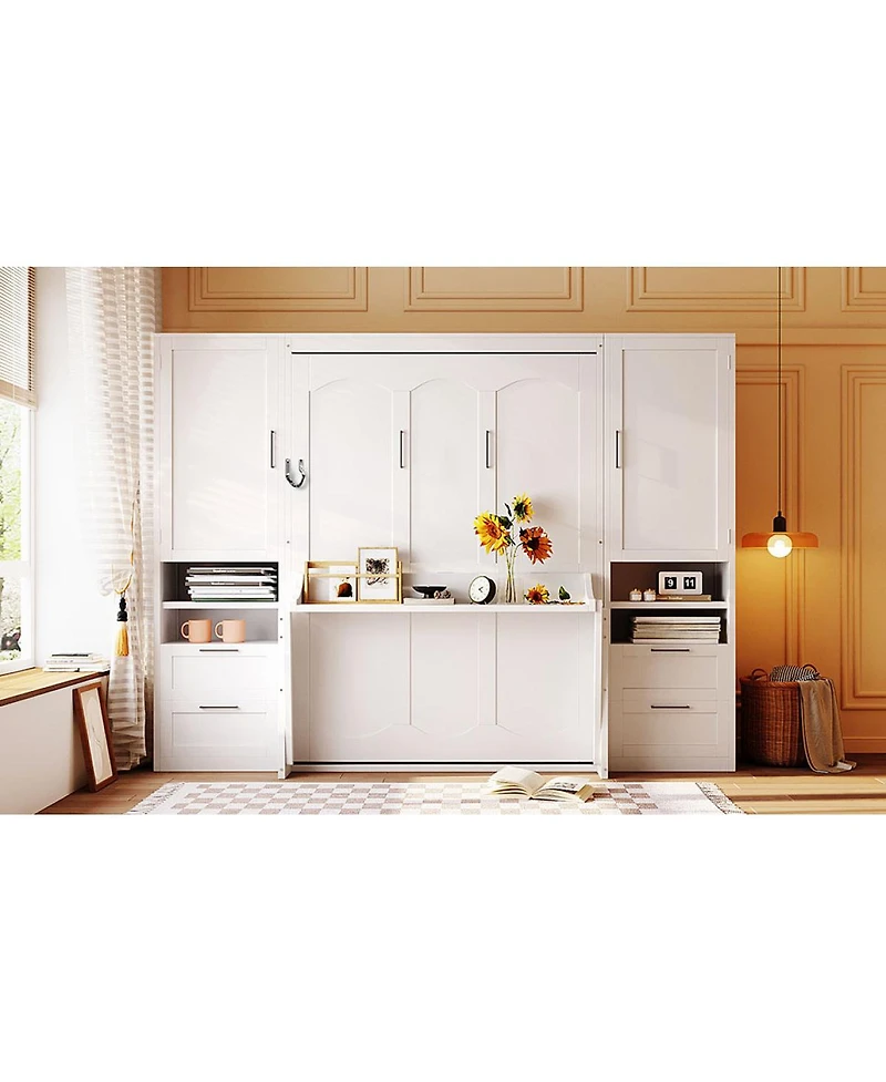 Streamdale Furniture Murphy Bed with Closet, Drawers, and Shelves