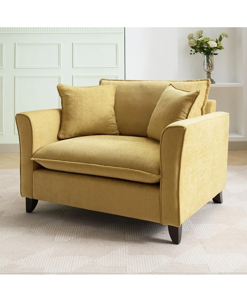 Streamdale Furniture Chenille Oversized Armchair, Comfy Chair and a Half Single Sofa with Pillow