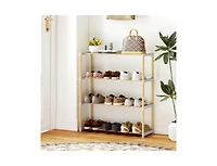 Slickblue 4 Tier Solid Wood Shoe Organizer with Open Slatted Storage