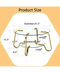 Streamdale Furniture Retro minimalist metal frame glass coffee table, 31.5