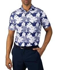 Tailorbyrd Men's Tropical Stripe Floral Printed Performance Polo