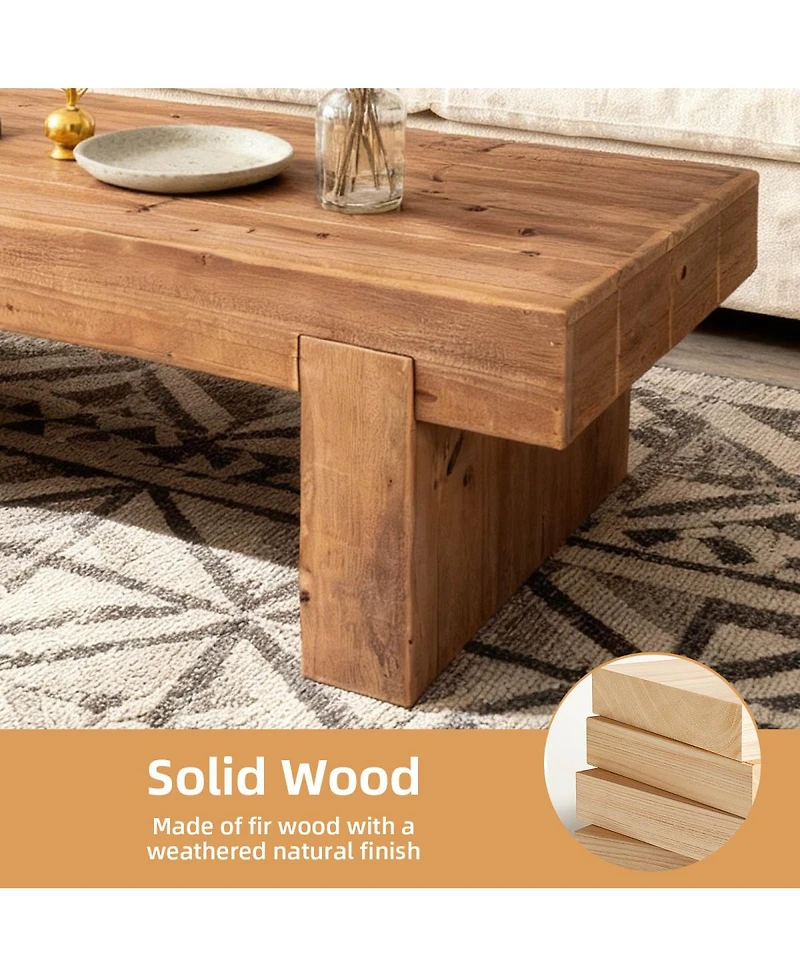 Streamdale Furniture Solid Wood Coffee Table: Modern Minimalist & Rustic Style
