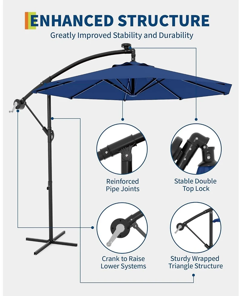 gaomon Offset Patio Umbrella with Base, Rotation Cantilever Umbrella, Outdoor Patio Umbrella with Infinite Tilt for Deck Poolside Lawn and Backyard