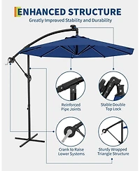 gaomon Offset Patio Umbrella with Base, Rotation Cantilever Umbrella, Outdoor Patio Umbrella with Infinite Tilt for Deck Poolside Lawn and Backyard