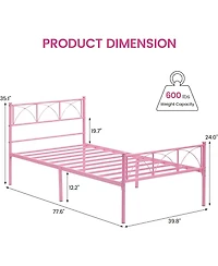gaomon Twin Bed Frame with Headboard and Footboard Metal Platform Storage Soundless No Box Spring