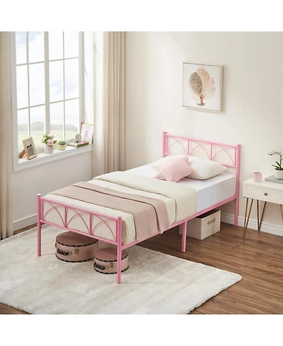 gaomon Twin Bed Frame with Headboard and Footboard Metal Platform Storage Soundless No Box Spring