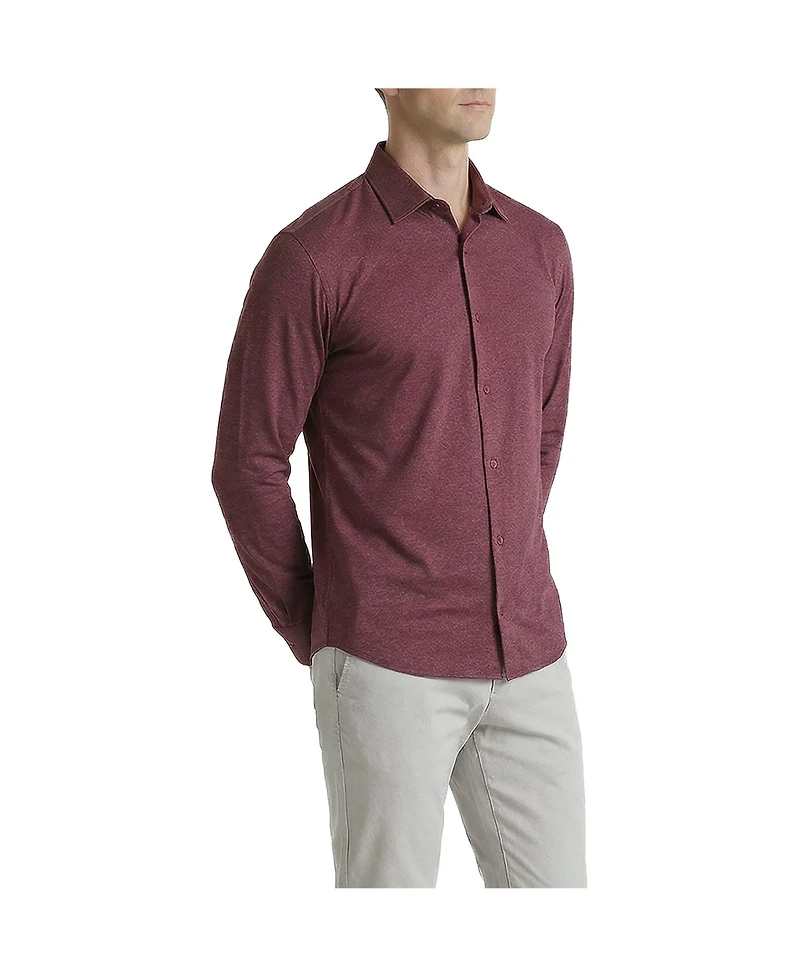 Level 7 Men's Office-Leisure Collection Melange Seamless Long Sleeve Shirt