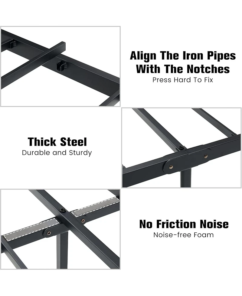 gaomon Queen Platform Bed With Rustic Wood Headboard Strong Metal Slats Mattress Support No Box Spring