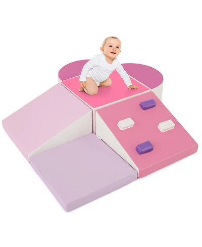 Mecale 6-Piece Soft Toddler Play Set with Climbing Triangle, Ramp & Safe Foam Design for Active Play