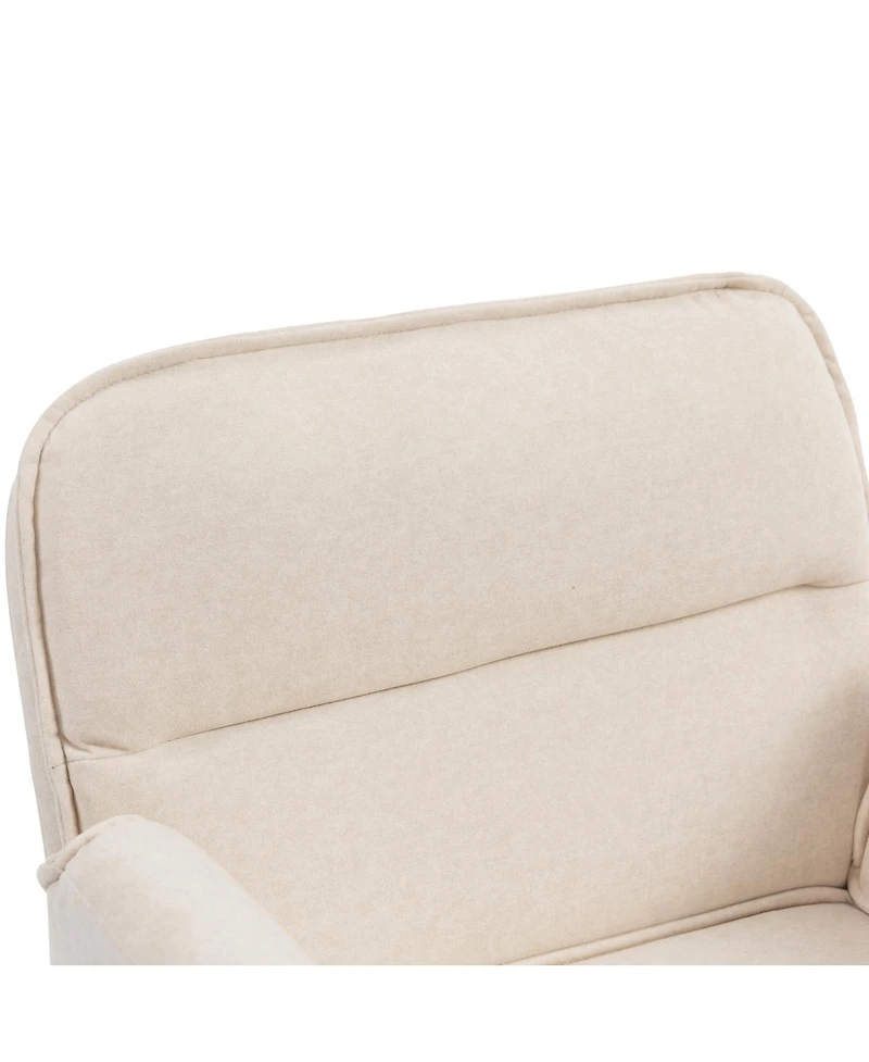 Streamdale Furniture Criss Cross Beige Cloth Swivel Desk Chair with Adjustable Armrests & Wheels