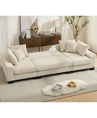 Streamdale Furniture U-Shaped Corduroy Sleeper Sofa Bed