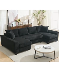 Streamdale Furniture U-Shaped Corduroy Sleeper Sofa Bed
