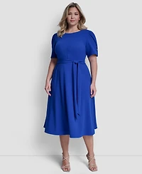 Dkny Plus Short-Sleeve Jewel Neck Flared Maxi Dress