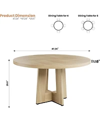 gaomon 47" Round Dining Table with Thickened Edge and Sturdy Pedestal Base