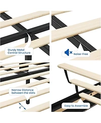 gaomon Modern Full Floating Bed Frame Rgb Led Lights Upholstered Storage Headboard Noise Free No Box Spring