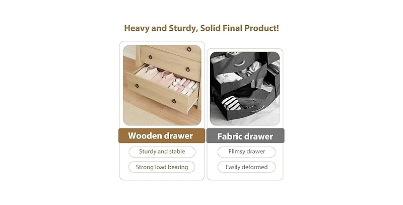 gaomon 3 Drawer Dresser, Modern Dresser for Bedroom, Chest of Drawer with Metal Ring Pull Handles