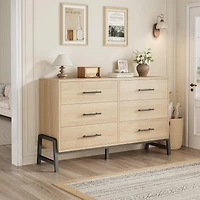gaomon 52" Wide 6 Drawer Closet Dresser, Freestanding Wooden Storage Cabinet for Bedroom or Living Room