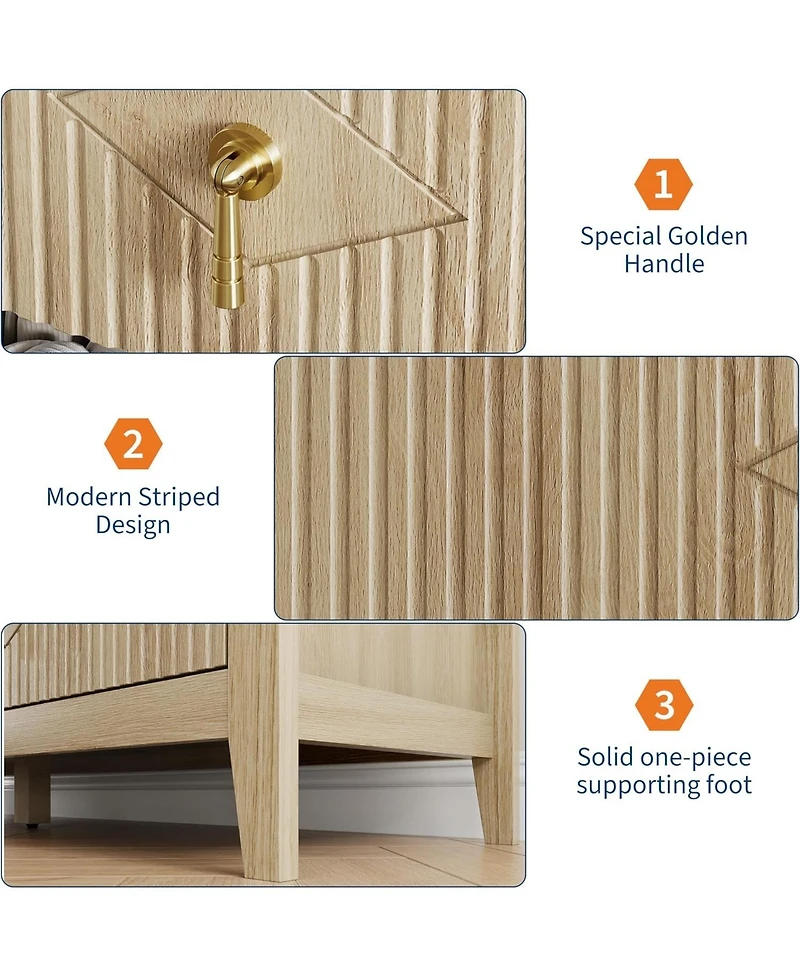 gaomon 54" Wide Fluted Dresser, 7 Drawer Modern Wood Storage Chest for Bedroom