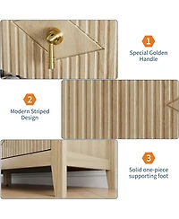 gaomon 54" Wide Fluted Dresser, 7 Drawer Modern Wood Storage Chest for Bedroom