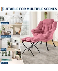 gaomon Lazy Chair with Ottoman, Plush Lounge Chair, Foldable Footrest & Side Pocket