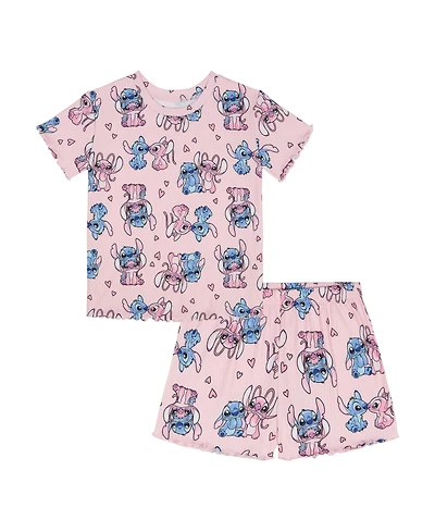 Lilo Stitch Girls' 4-10 Crewneck T-Shirt and Shorts, 2-Piece Set