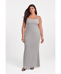 S3 Apparel Women's Scoop Neck Ribbed Sculpting Cami Maxi Dress with Built-In Shapewear