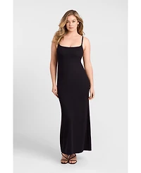 S3 Apparel Women's Scoop Neck Ribbed Sculpting Cami Maxi Dress with Built-In Shapewear