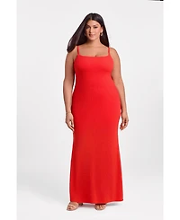 S3 Apparel Women's Scoop Neck Ribbed Sculpting Cami Maxi Dress with Built-In Shapewear