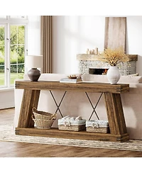 Tribesigns Farmhouse Console Table, Long Sofa Table Behind Couch with Storage, Rustic Entryway Furniture for Hallway