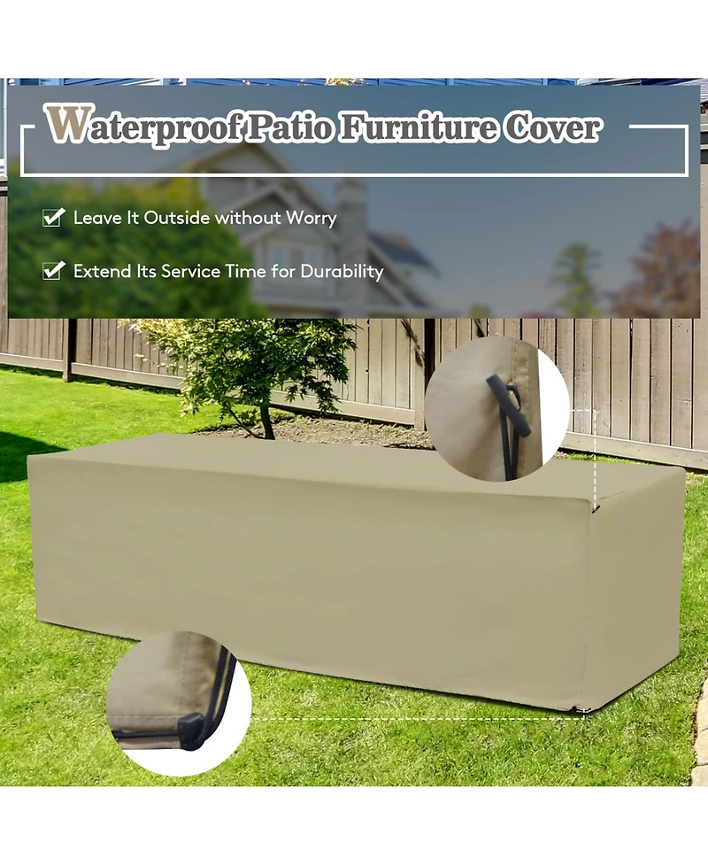 Gymax 8 Pcs Outdoor Wicker Furniture Set w/Storage Box Tempered Glass Table 2 Ottomans