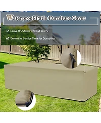 Gymax 8 Pcs Outdoor Wicker Furniture Set w/Storage Box Tempered Glass Table 2 Ottomans