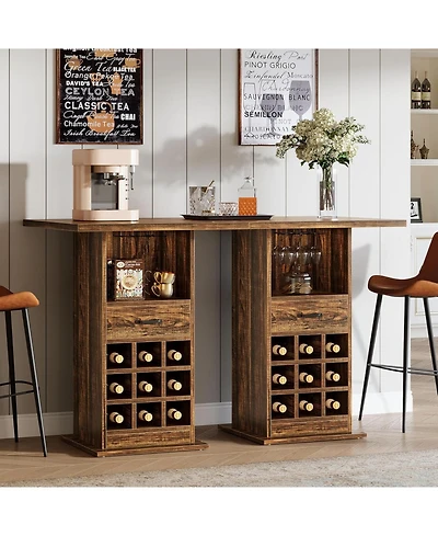 Tribesigns Square Bar Table, Home Bar Unit for Living Room, Kitchen