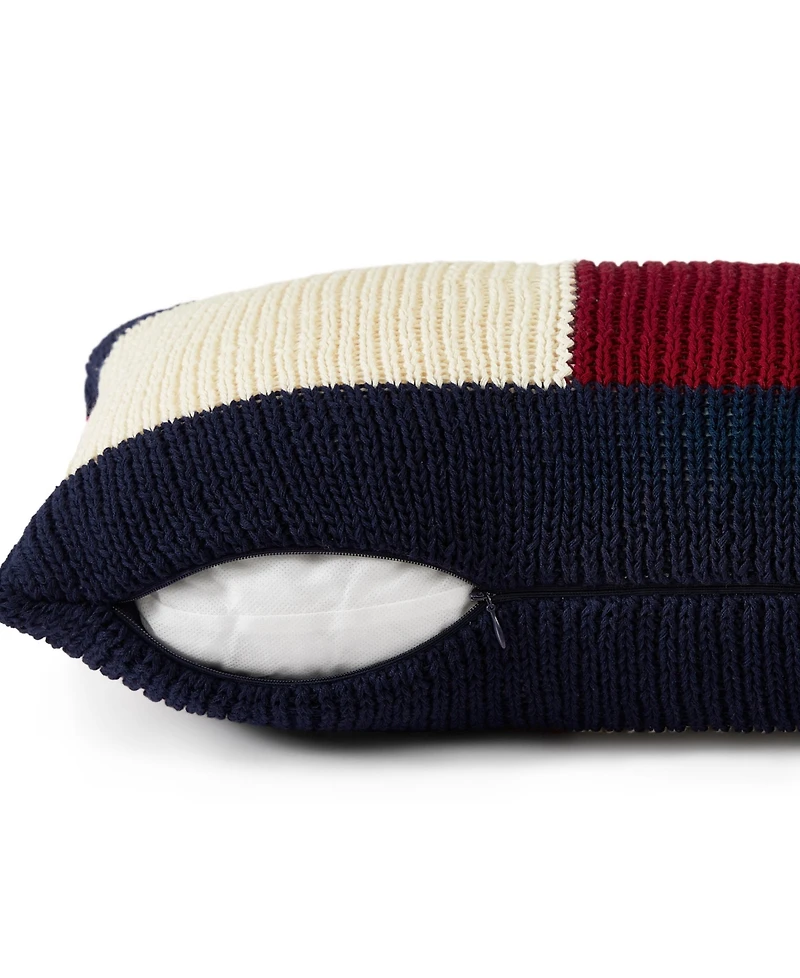 Tommy Hilfiger Rib Knit Flag Novelty Decorative Pillow, 11" x 18"