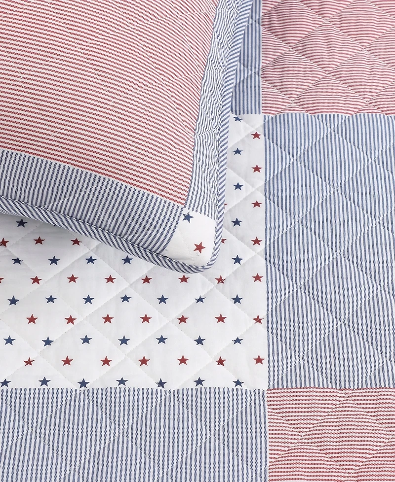 Tommy Hilfiger Ithaca Americana Patchwork Cotton Reversible -Pc. Quilt Set